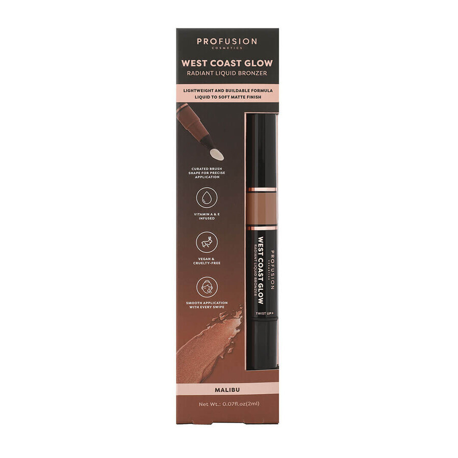 Bronceador líquido radiante West Coast Glow, Malibú, Profusion Cosmetics, 2 ml Bronceador líquido radiante West Coast Glow, Malibú, Profusion Cosmetics, 2 ml