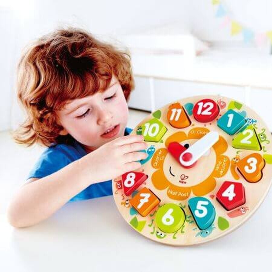 Wooden clock, +3 years, Hape