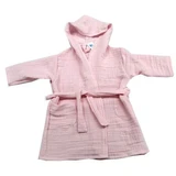 Roze dubbellaags mousseline badjas met capuchon, 1-2 jaar, Baltic Bebe