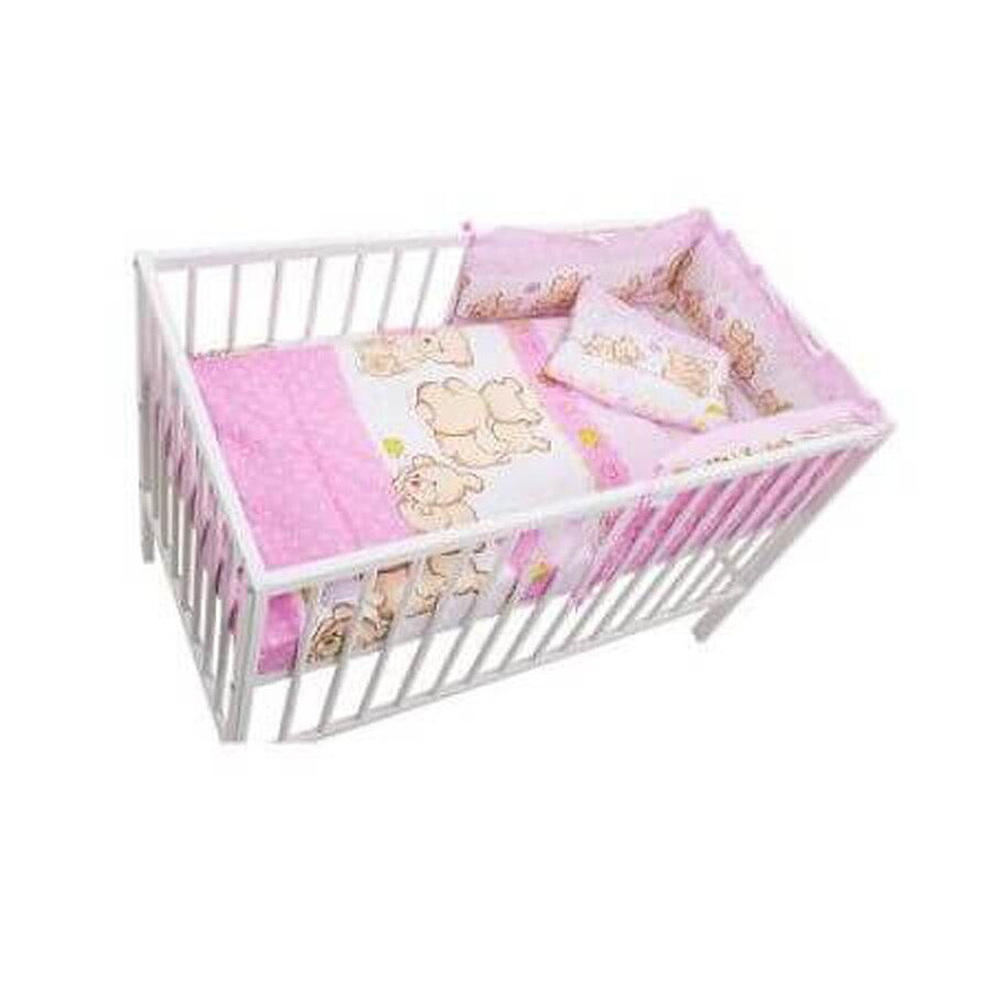 Biancheria da letto con 4 pezzi rosa, Teddy Friends, 140 x 70 cm, My Kids