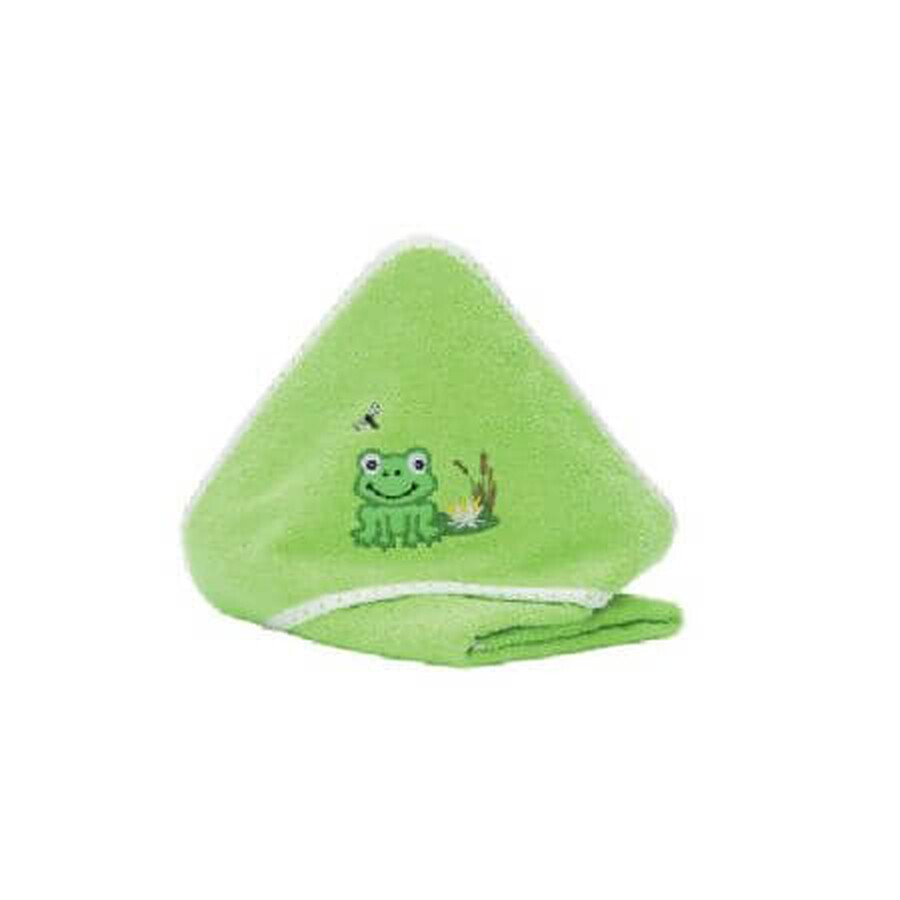 Towel with capison Frog, Green, 75x75 cm, Fillikid