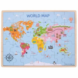 Wooden jigsaw puzzle World map, 35 pieces, Big Jigs