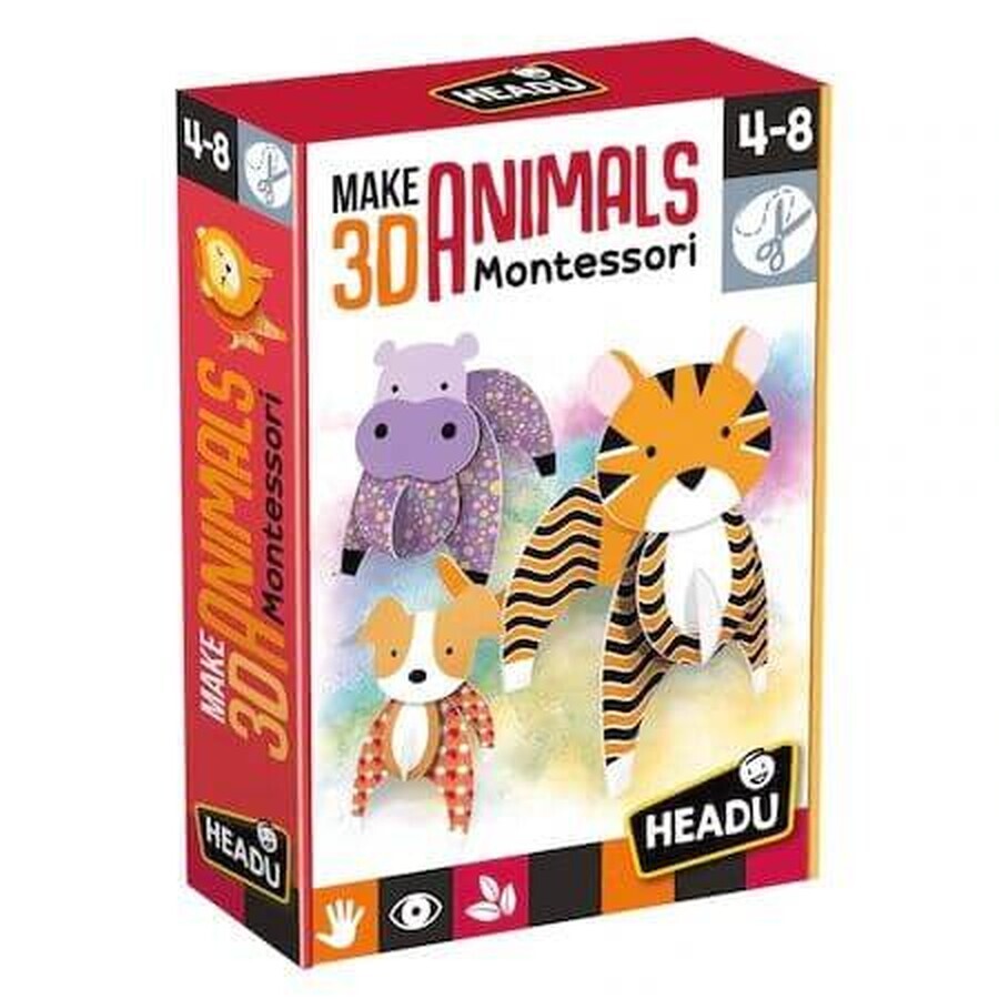 Montessori Puzzle - 3D Animals, +4 years, Headu