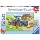Construction site and farm puzzle, 2x12 pieces, Ravensburger