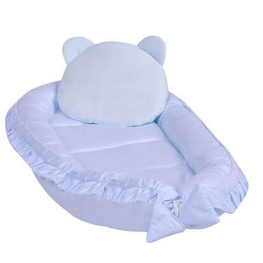 Nido de bebé de algodón con almohada, Azul, E-Kids