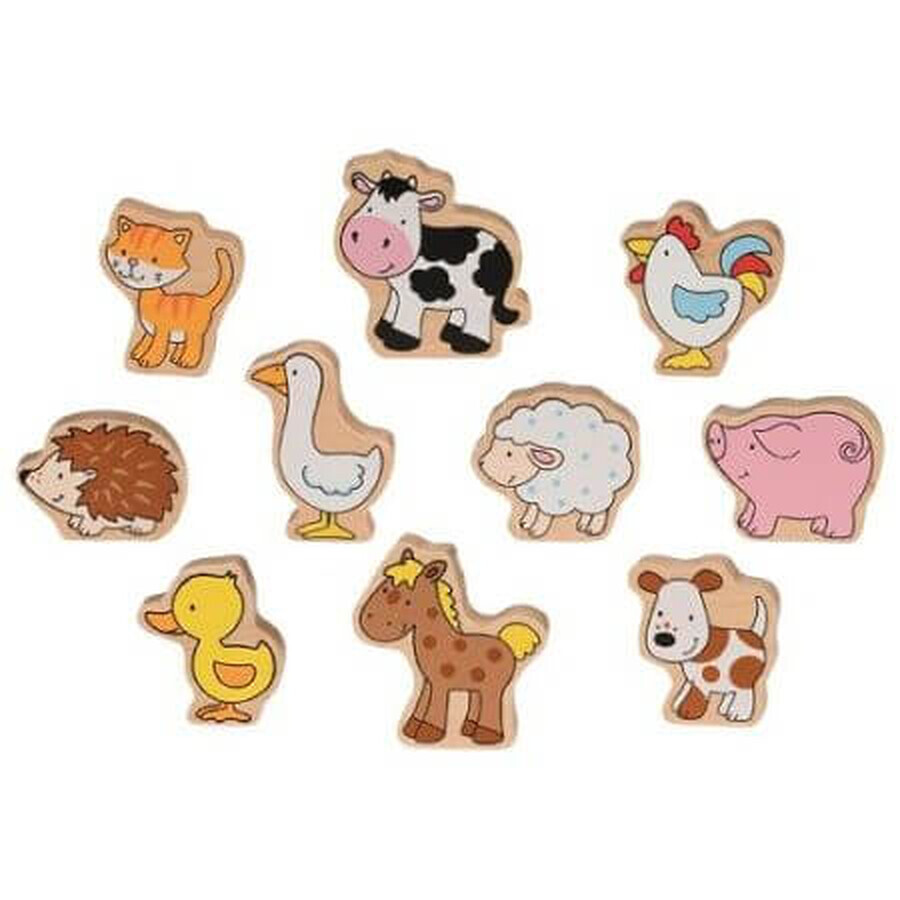 Wooden game 10 Animals, +3 years, Goki