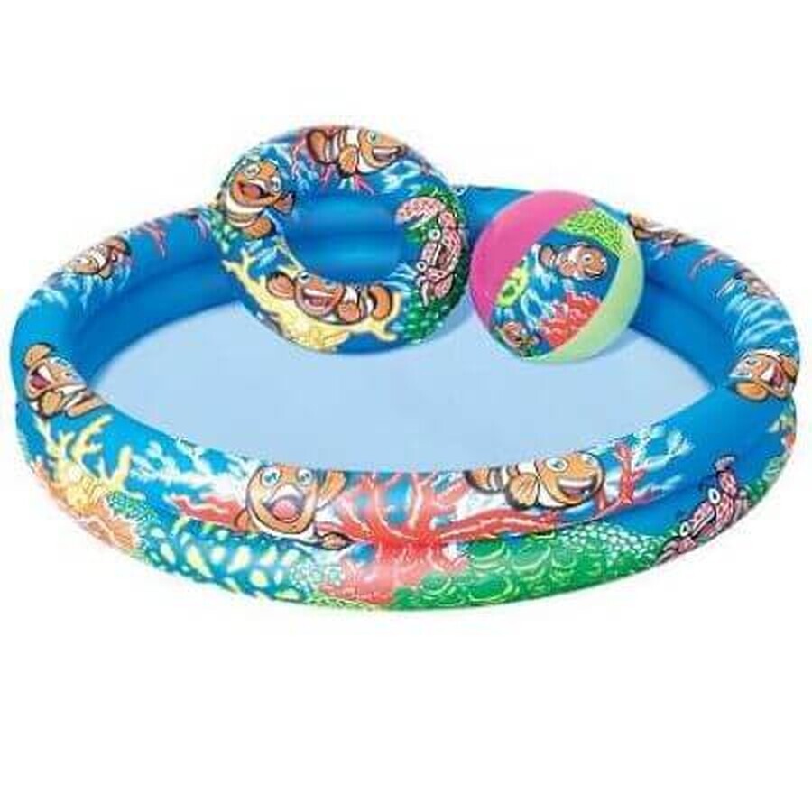 Inflatable pool with 2 rings, 122x20 cm, BestWay