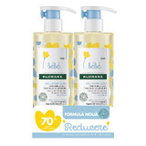 Delicate foaming gel for children, body and hair pack, 500 ml + 500 ml, Klorane Bebe