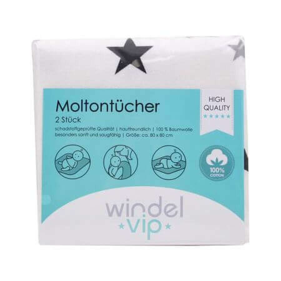 Set 2 multifunctional diapers Molton, 80x80 cm, A Haberkorn