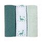 Set de 3 mousselines en coton bio, 70 x 70cm, Jurassic Green, Beaba