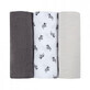 Lot de 3 mousselines en coton bio, 70 x 70cm, Savanna Grey, Beaba