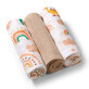 Lot de 3 couches en mousseline, marron, Babyono