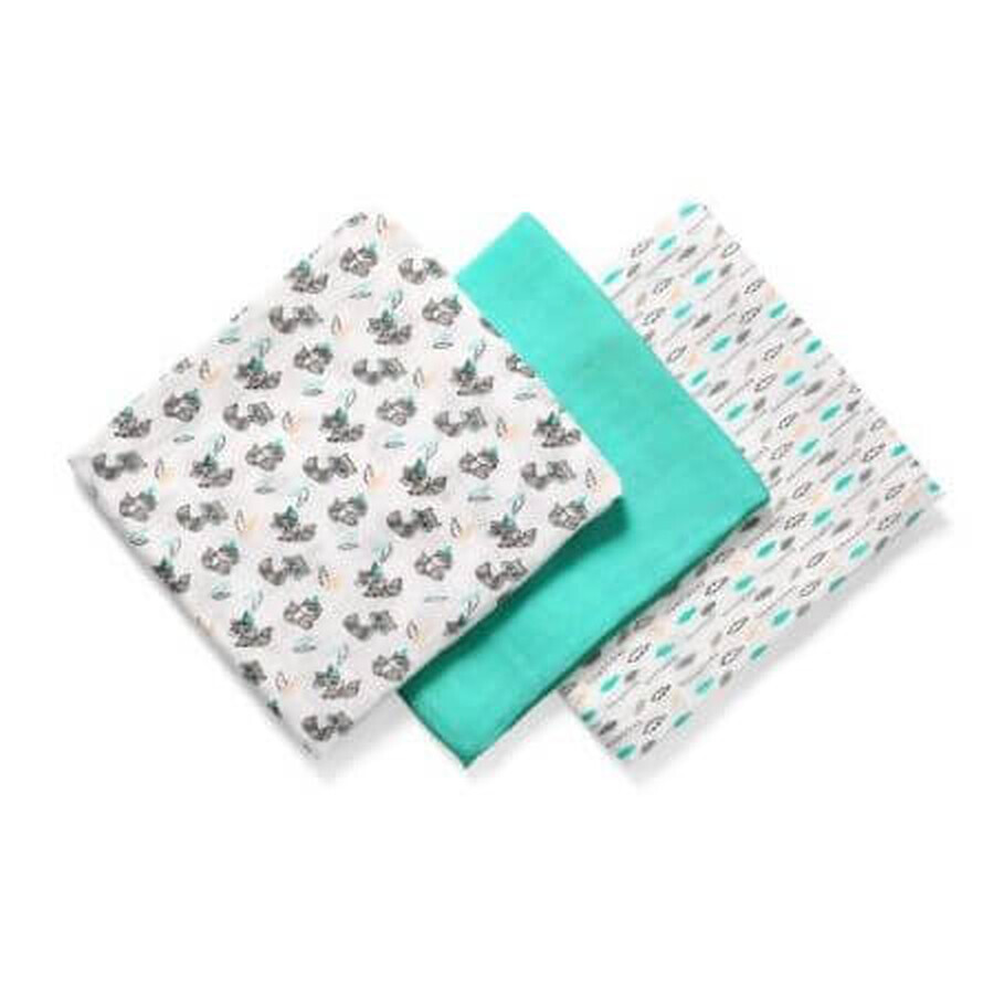 Comprar Lote de 3 pañales textiles para bebé, Bambú Turquesa, Babyono Lote de 3 pañales textiles para bebé, Bambú Turquesa, Babyono