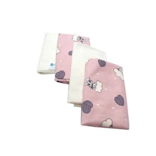 Set de 4 pañales para bebé, Blanco y Rosa, 70x80 cm, Baltic Bebe