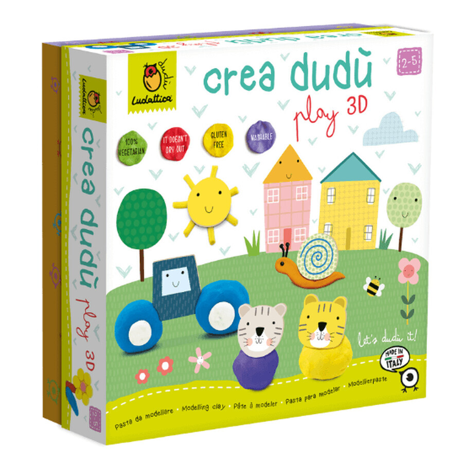 Set créatif, modèles 3D en pâte à modeler, Crea Dudu, +3 ans, Ludattica