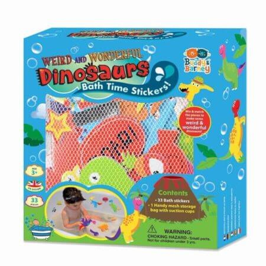 Set de joaca pentru baie Stickere Dinozauri, 3 ani+, Buddy & Barney