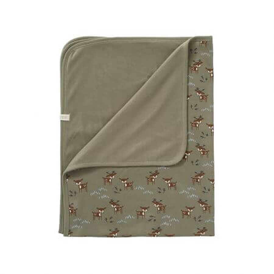 Coperta in cotone biologico Deer Olive, Fresk