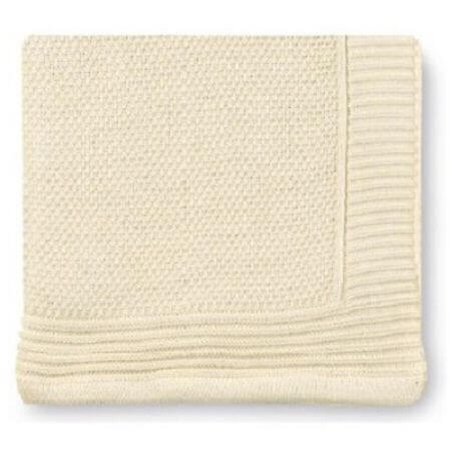 Coperta in cotone lavorato a maglia Crem, 95 x 95 cm, Pirulos