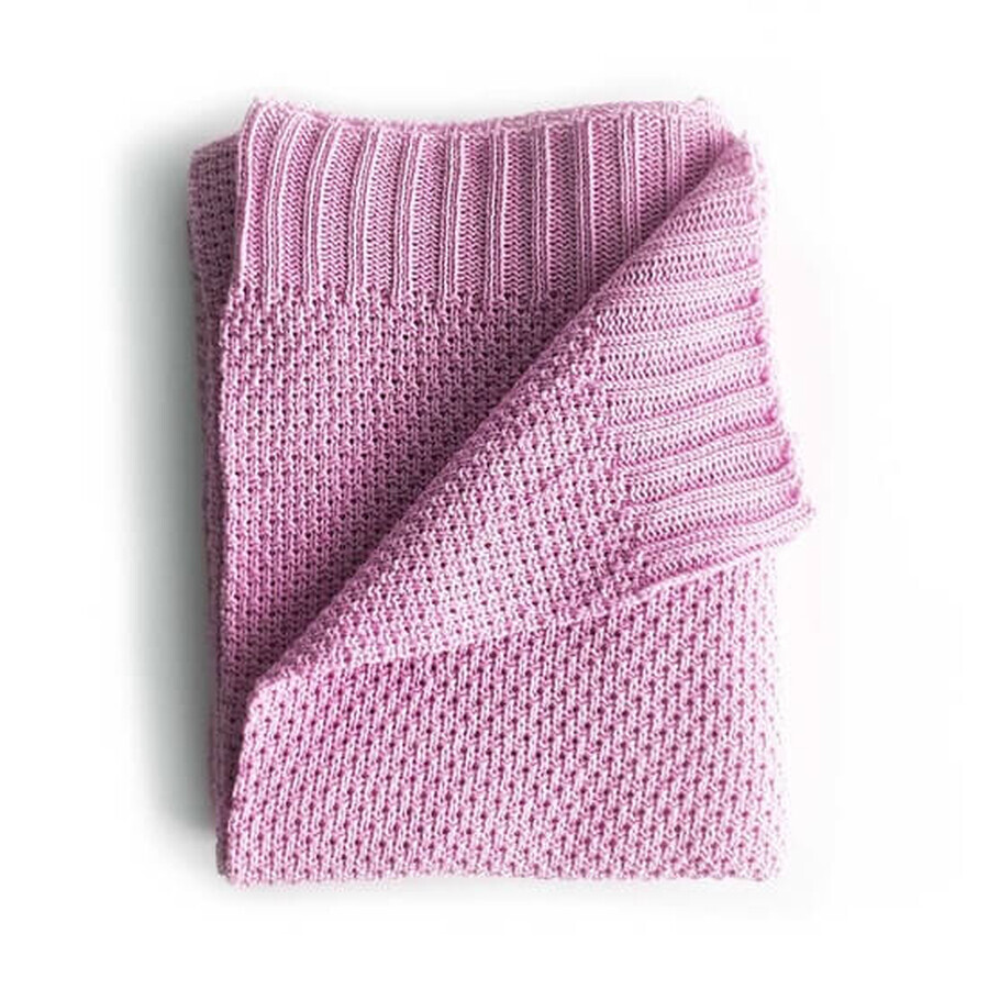 Couverture tricotée en coton mousse, 80x100 cm, Rosa, Tuxi Brands