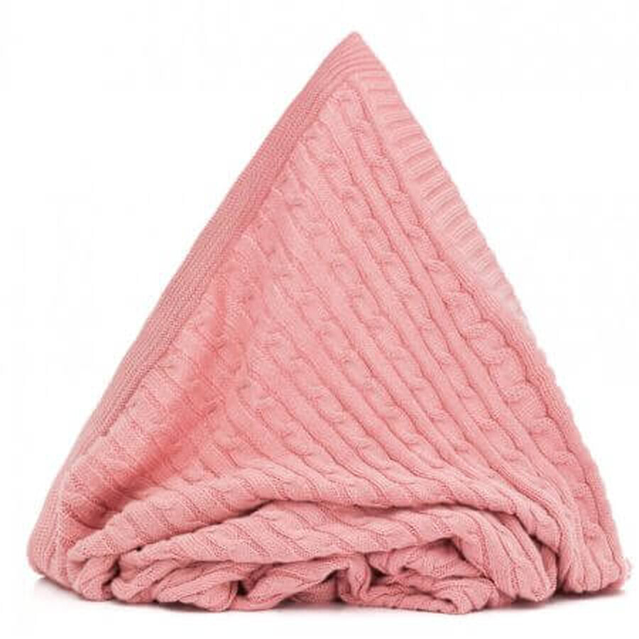 Knitted cotton blanket, 100x80 cm, pink, Fillikid