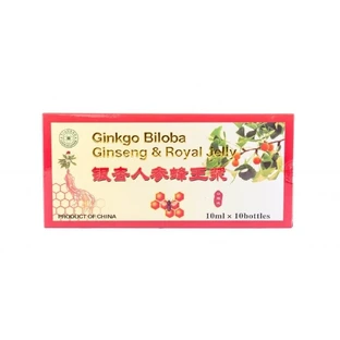 Ginkgo Biloba, Ginseng et Gelée Royale 10 ml, 10 flacons, Sanye