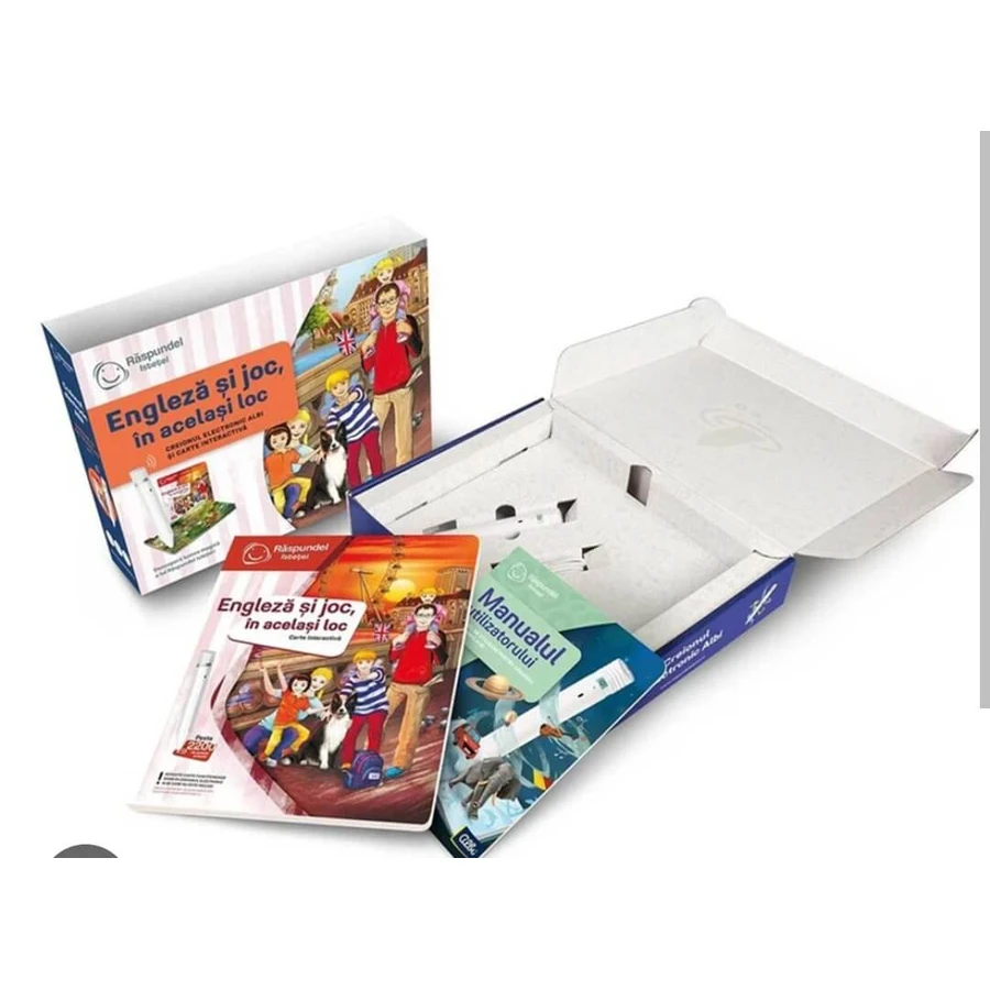 Pencil and interactive book pack, English and game in one place, Raspundel Istetel