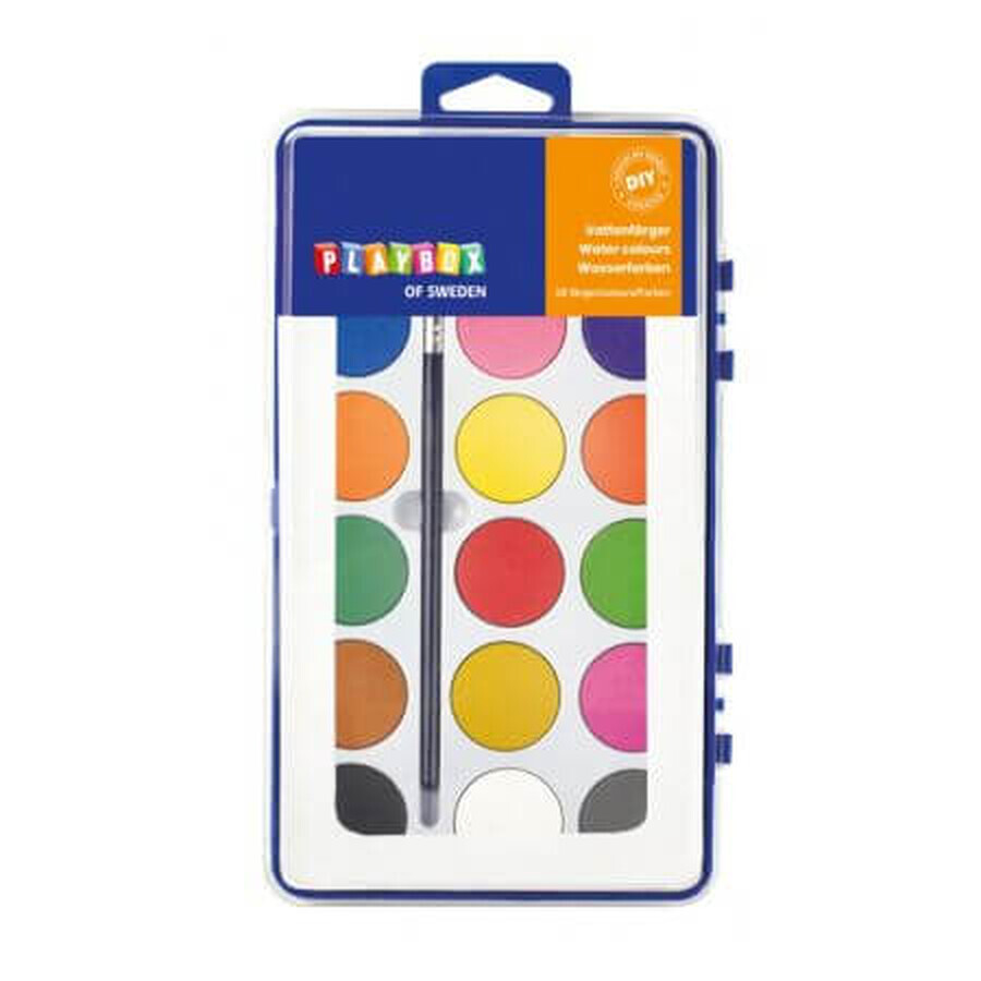 Aquarell-Palette mit 18 Farben und Pinsel, +3 Jahre, Playbox