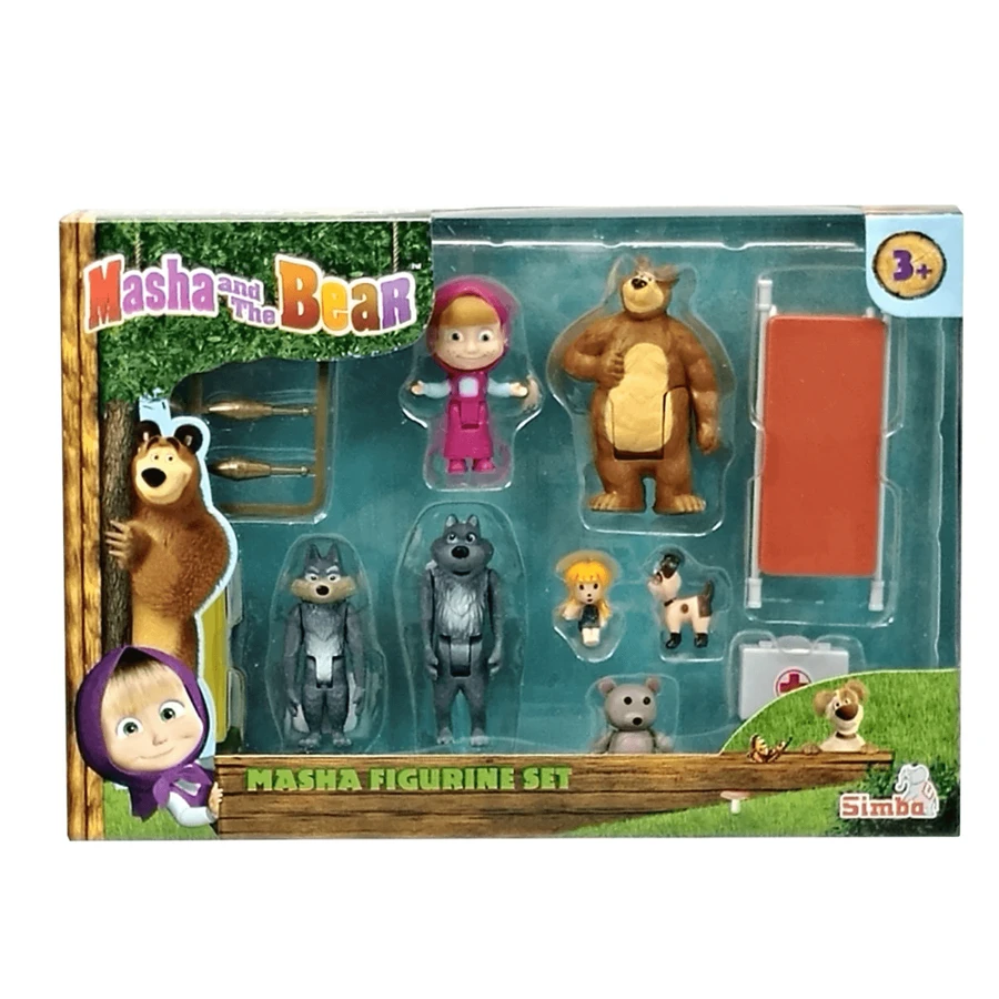 Set de 7 figuritas Masha, + 3 años, Masha y el Oso