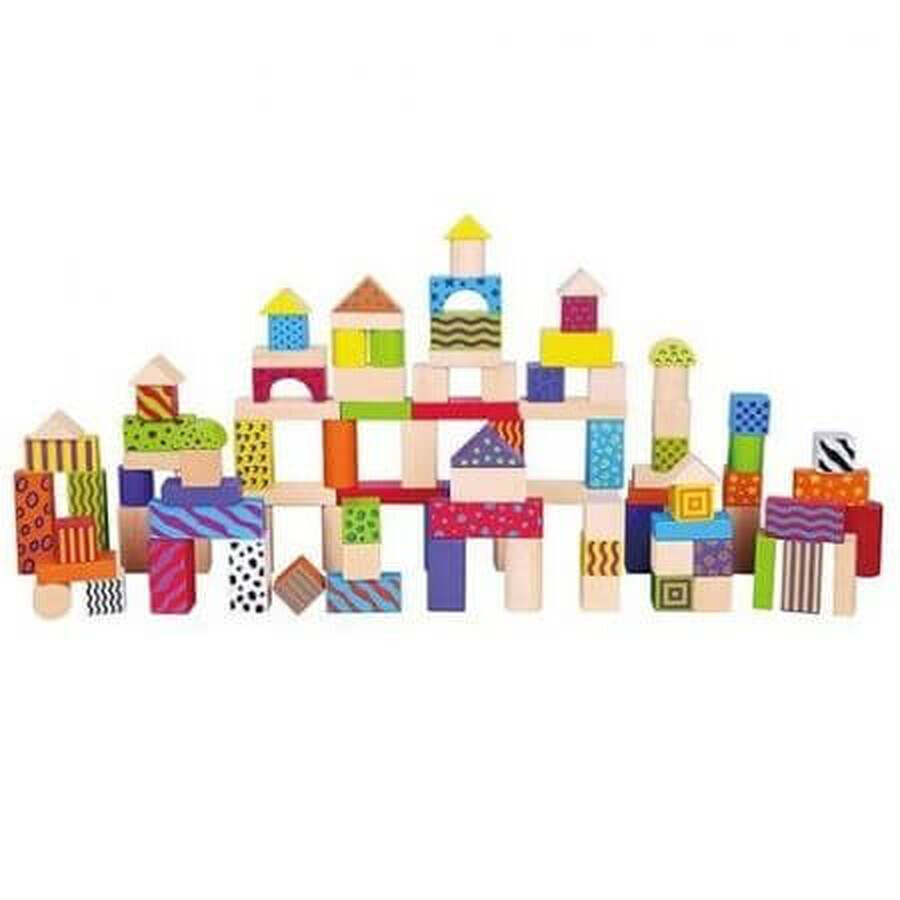 Wooden cube set, 100 pieces, New Classic Toys