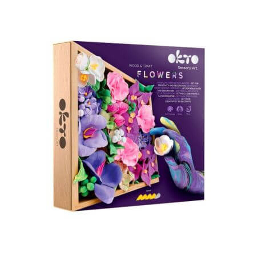 Wood &amp; Craft wooden frame modelling set, 21 x 21 cm, +12 years, Flowers 2, Okto
