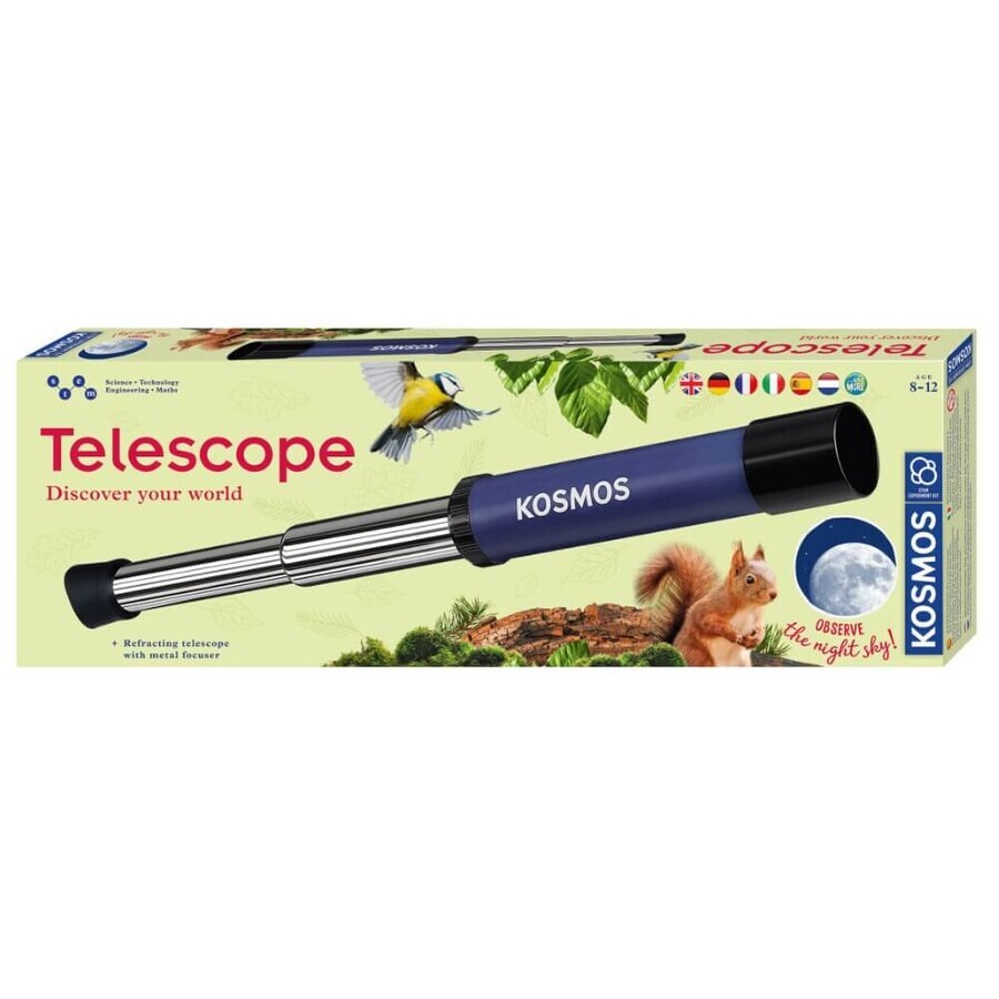Set educativo Stem Telescopio para niños 12x, +8 años, Kosmos
