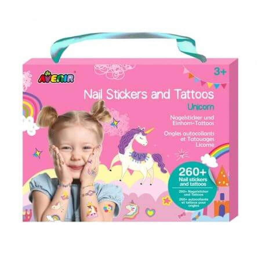 Aufkleber für Nägel und Tattoos, +3 Jahre, Einhörner, Avenir