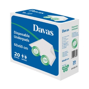 5-layer absorbent pads, 60 x 60 cm, 20 pieces, Davas