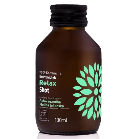 Thé fermenté biologique avec probiotiques Kombucha Shot Relax, 100 ml, Vigo