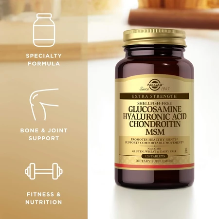 Glucosamina, ácido hialurónico, condroitina y MSM, 60 comprimidos, Solgar