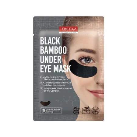 Mascarilla revitalizante para el contorno de ojos de carbón de bambú, 30 unidades, Purederm