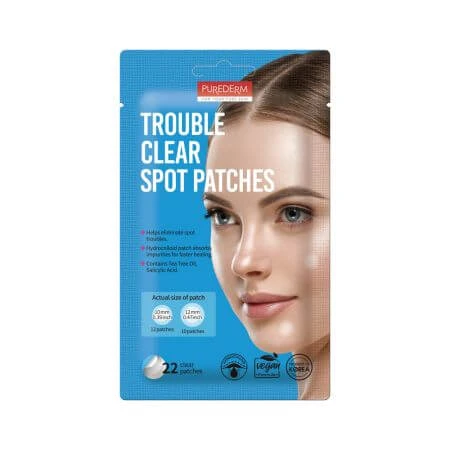 Transparent anti-acne patches with hydrocolloid, tea tree and salicylic acid, 22 pieces, Purederm