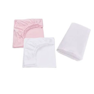 Set aus 2 Bettlaken + wasserdichter Bezug, 120x60 cm, Weiß/Rot, Fic Baby