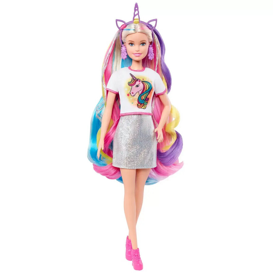 Play set, Barbie doll with shiny hair