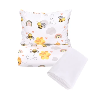 Ensemble de literie 3 pièces + housse imperméable, 120 x 60 cm, modèle Bee, Fic Baby
