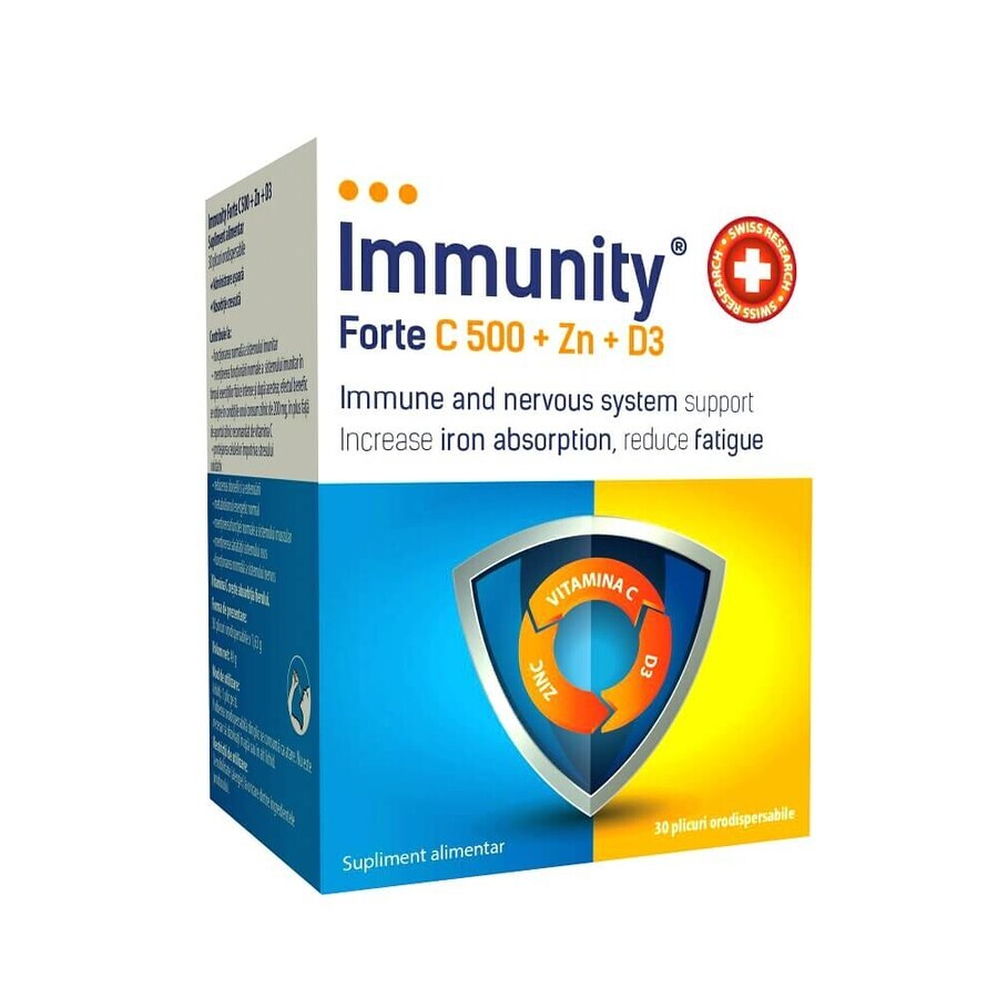 Immunity Forte C 500 + Zn + D3, 30 orodispersible sachets, MBA Pharma