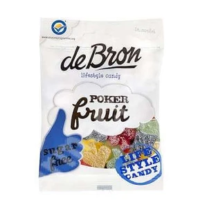 Gominolas con sabor a fruta Pokerfruit sin azúcar sin gluten, 90 g, Debron