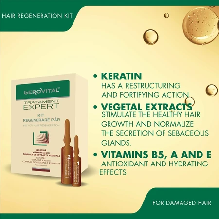 Gerovital Expert Haarherstelset, 20 ampullen (10 × 10 ml + 10 × 5 ml), Farmec