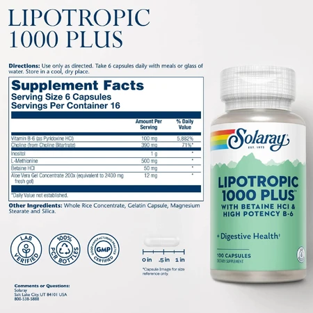 Lipotropic 1000 Plus Solaray, 100 capsules, Secom
