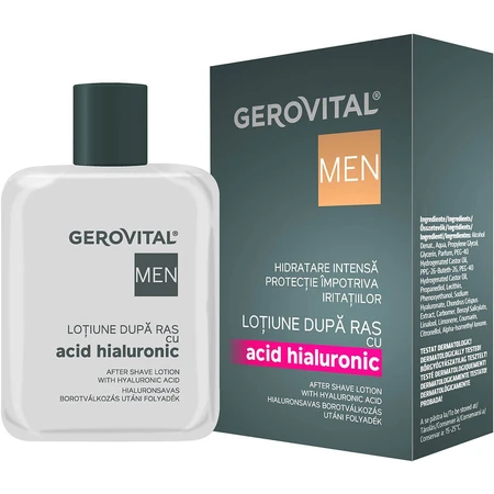 Aftershave lotion met hyaluronzuur Gerovital Men, 100 ml, Farmec