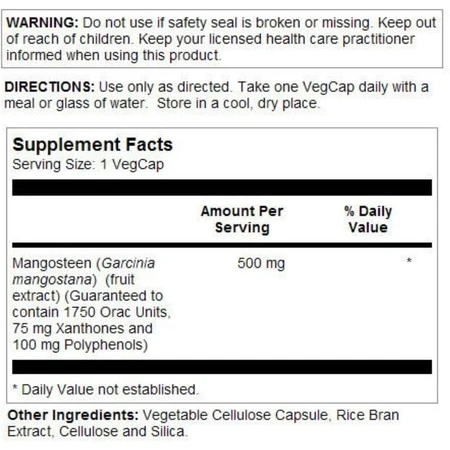 Mangosteen 500mg Solaray, 60 capsules, Secom