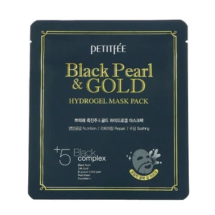 Hydrogel face mask with black pearl powder and gold, 32 g, Petitfee