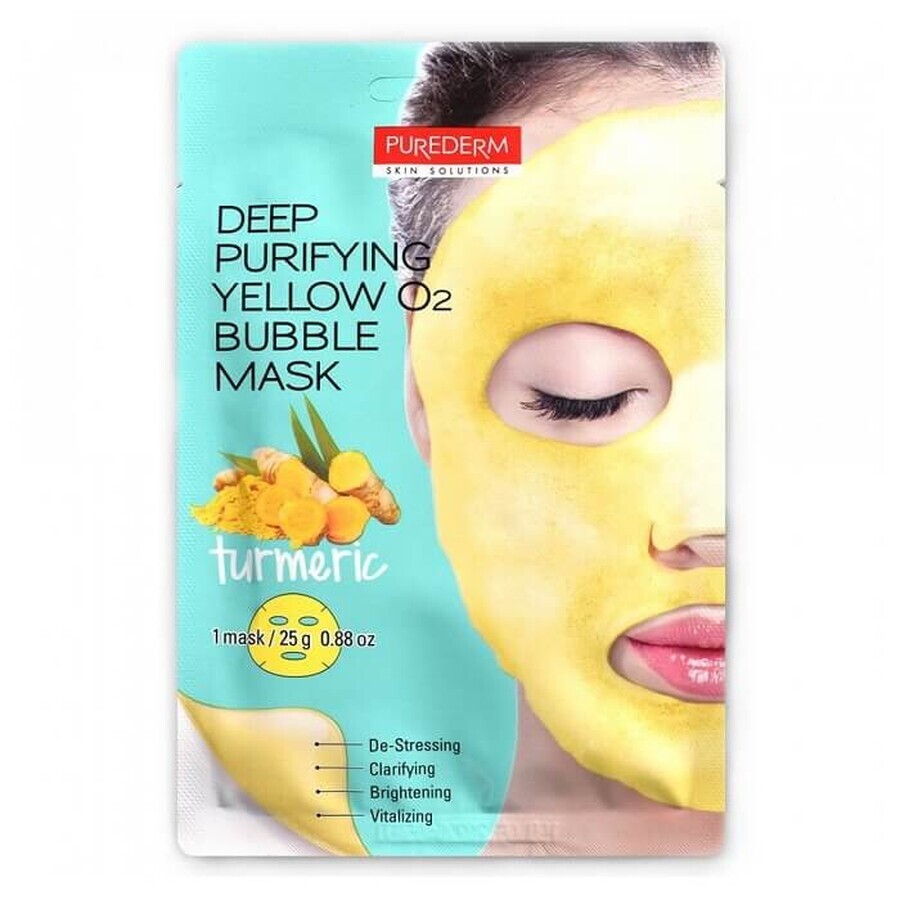 Buy Deep Purifying Black Purifying Mask with Oxygen Bubbles and Turmeric, 1 piece, Purederm Deep Purifying Black Purifying Mask with Oxygen Bubbles and Turmeric, 1 piece, Purederm