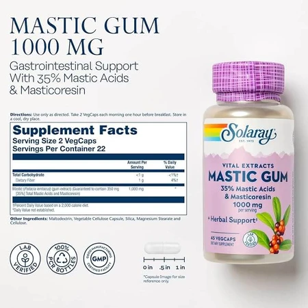 Mastixkautschuk 500 mg Solaray, 45 Kapseln, Secom