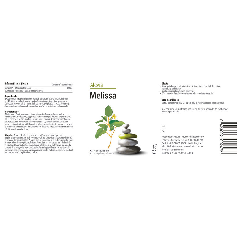Melisse, 60 Tabletten, Alevia